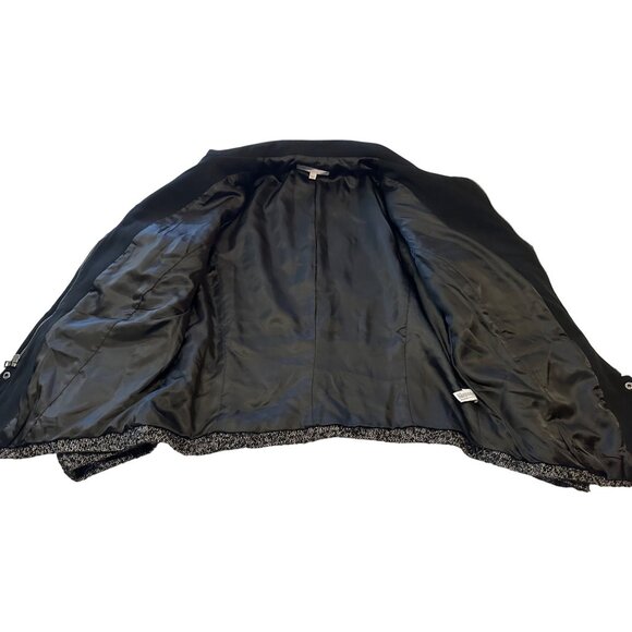 Women's GAP Black White Coat w/Zip Pockets Polyester Wool Blend Size L (READ) - Picture 13 of 16